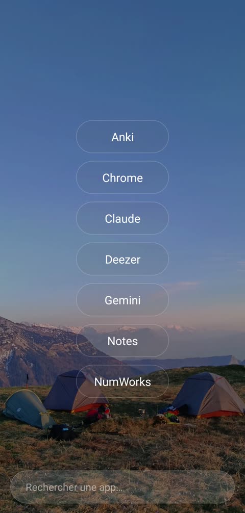 L'accueil en mode Focus : Anki, Chrome, Claude, Deezer, Gemini, Notes, NumWorks