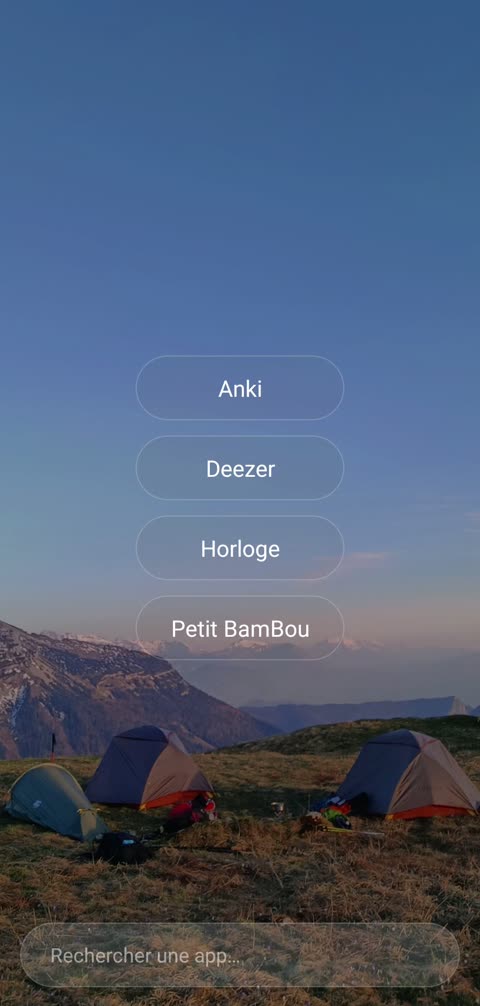 L'accueil en mode Sommeil : Anki, Deezer, Horloge, Petit BamBou
